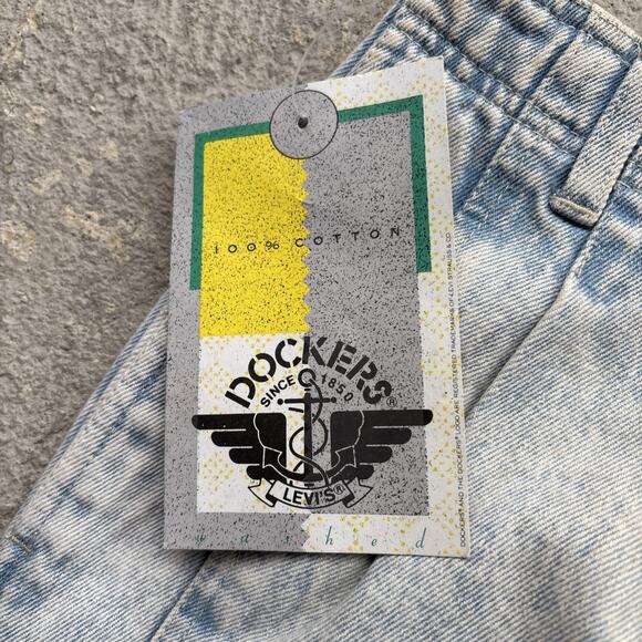 Deadstock 90s Dockers Jeans 28x28 Pleated Denim Levi’s Baggy Acid Wash Vintage - Picture 5 of 12